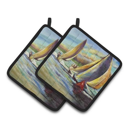 CAROLINES TREASURES Knost Reggata Sailboats Pair of Pot Holders, 7.5 x 3 x 7.5 in. JMK1236PTHD